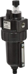 Parker - 1/4" NPT, 250 Max psi Intermediate Mist Lubricator - Metal Bowl with Sight Glass, Zinc Body, 40 CFM, 175°F Max Temp, 2.81" Wide x 7.82" High - Americas Industrial Supply