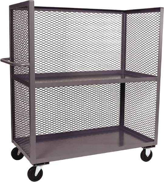 Jamco - 2,000 Lb Capacity, 2 Shelf, 3-Sided Steel Truck - 60" Long x 30" Wide x 57" High, 6" Diam Phenolic Resin Wheels - Americas Industrial Supply