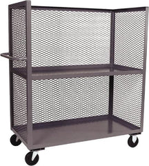 Jamco - 2,000 Lb Capacity, 2 Shelf, 3-Sided Steel Truck - 60" Long x 30" Wide x 57" High, 6" Diam Phenolic Resin Wheels - Americas Industrial Supply