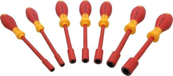 Wiha - 7 Piece 3/16 to 1/2" Insulated Nutdriver Set - Solid Shaft, Ergonomic Handle - Americas Industrial Supply