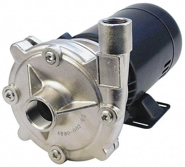 Pentair - ODP Motor, 208-230/460 Volt, 3 Phase, 1/2 HP, Stainless Steel Straight Pump - 1-1/4 Inch Inlet, 1 Inch Outlet, 82 Max Head psi, Stainless Steel Impeller, Viton Seal, 82 Ft. Shut Off - Americas Industrial Supply