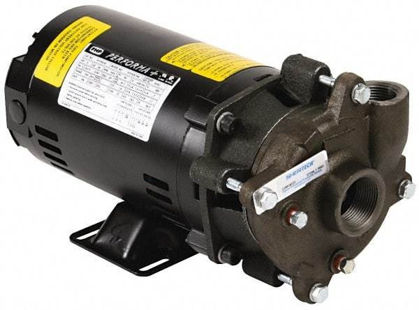 Pentair - ODP Motor, 208-230/460 Volt, 3 Phase, 1/2 HP, Cast Iron Straight Pump - 1-1/4 Inch Inlet, 1 Inch Outlet, 42 Max Head psi, Bronze Impeller, Cast Iron Shaft, Buna-N Seal, 42 Ft. Shut Off - Americas Industrial Supply