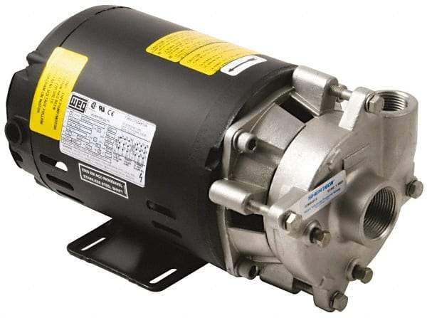 Pentair - ODP Motor, 208-230/460 Volt, 3 Phase, 1/2 HP, Stainless Steel Straight Pump - 1-1/4 Inch Inlet, 1 Inch Outlet, 42 Max Head psi, Stainless Steel Impeller, Viton Seal, 42 Ft. Shut Off - Americas Industrial Supply