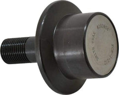 Accurate Bushing - 1-1/2" Roller Diam x 1-3/16" Width, 5/8" Stud Diam x 1-1/2" Length, Flanged Load Roller - Steel, 3/4" Thread Length, 5/8-18 Thread, 2,520 Lb Dynamic Cap, 1,370 Lb Static Cap - Americas Industrial Supply