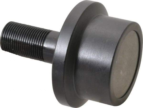 Accurate Bushing - 2-1/2" Roller Diam x 1-11/16" Width, 1" Stud Diam x 2-1/4" Length, Flanged Load Roller - Steel, 1-1/2" Thread Length, 1-14 Thread, 5,120 Lb Dynamic Cap, 3,120 Lb Static Cap - Americas Industrial Supply