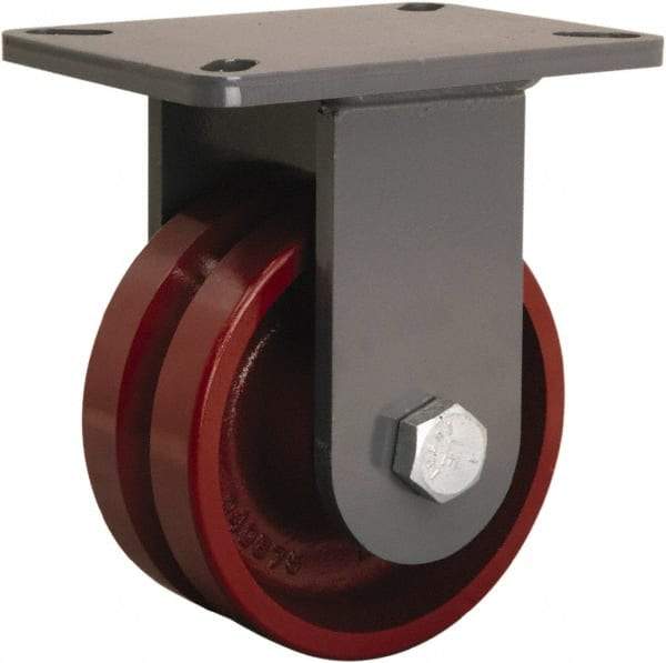 Hamilton - 6" Diam x 2-3/4" Wide, Iron Rigid Caster - 2,500 Lb Capacity, Top Plate Mount, 5-1/4" x 7-1/4" Plate, Tapered Roller Bearing - Americas Industrial Supply