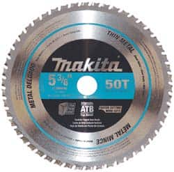 Makita - 5-3/8" Diam, 5/8" Arbor Hole Diam, 50 Tooth Wet & Dry Cut Saw Blade - Carbide-Tipped, General Purpose Action, Standard Round Arbor - Americas Industrial Supply