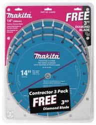 Makita - 14" Diam, 20mm Arbor Hole Diam, Wet & Dry Cut Saw Blade - Diamond-Tipped, Standard Round Arbor - Americas Industrial Supply