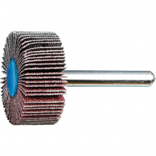 PFERD - 1-3/8" Diam x 5/8" Face Width, Aluminum Oxide Coated Mounted Flap Wheel - 1/4" Shank Mount, 80 Grit, 23,000 Max RPM - Americas Industrial Supply