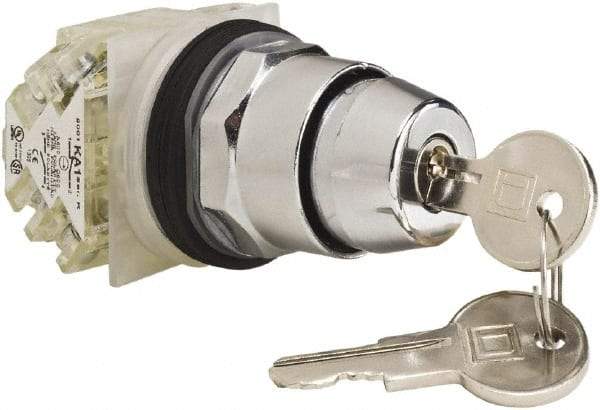 Schneider Electric - 1.18 Inch Mount Hole, 2 Position, Knob and Pushbutton Operated, Selector Switch - Black, Maintained (MA), 2NO/2NC, Weatherproof and Dust and Oil Resistant - Americas Industrial Supply