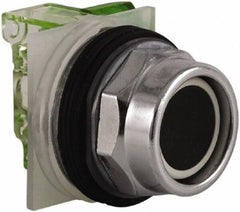 Schneider Electric - 30mm Mount Hole, Extended Straight, Pushbutton Switch with Contact Block - Black Pushbutton, Momentary (MO) - Americas Industrial Supply