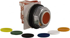 Schneider Electric - 30mm Mount Hole, Extended Straight, Pushbutton Switch with Contact Block - Multicolored Pushbutton, Momentary (MO) - Americas Industrial Supply