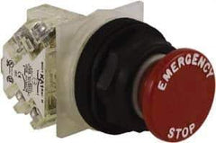 Schneider Electric - 30mm Mount Hole, Extended Straight, Pushbutton Switch with Contact Block - Red Pushbutton, Momentary (MO) - Americas Industrial Supply