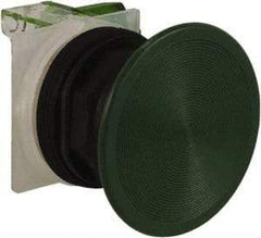 Schneider Electric - 1.22 Inch Mount Hole, Extended Mushroom Head, Pushbutton Switch with Contact Block - Round, Green Pushbutton, Nonilluminated, Momentary (MO), Anticorrosive, Dusttight, Oiltight, Watertight and Shock and Vibration Resistant - Americas Industrial Supply