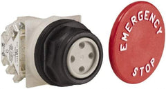 Schneider Electric - 30mm Mount Hole, Extended Straight, Pushbutton Switch with Contact Block - Red Pushbutton, Momentary (MO) - Americas Industrial Supply