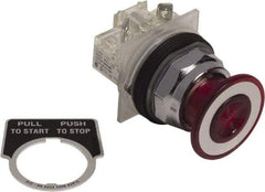 Schneider Electric - 30mm Mount Hole, Extended Mushroom Head, Pushbutton Switch Only - Round, Red Pushbutton, Nonilluminated, Maintained (MA), On-Off - Americas Industrial Supply