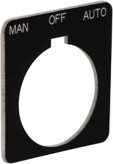 Schneider Electric - Square, Plastic Legend Plate - Manual-Off-Auto - Black Background, White Letters, 1.2 Inch Hole Diameter, 1-3/4 Inch Square - Americas Industrial Supply