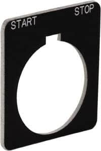 Schneider Electric - Square, Plastic Legend Plate - Start-Stop - Black Background, White Letters, 1.22 Inch Hole Diameter, 1-3/4 Inch Square - Americas Industrial Supply