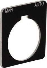 Schneider Electric - Square, Plastic Legend Plate - Manual-Auto - Black Background, White Letters, 1.22 Inch Hole Diameter, 1-3/4 Inch Square - Americas Industrial Supply