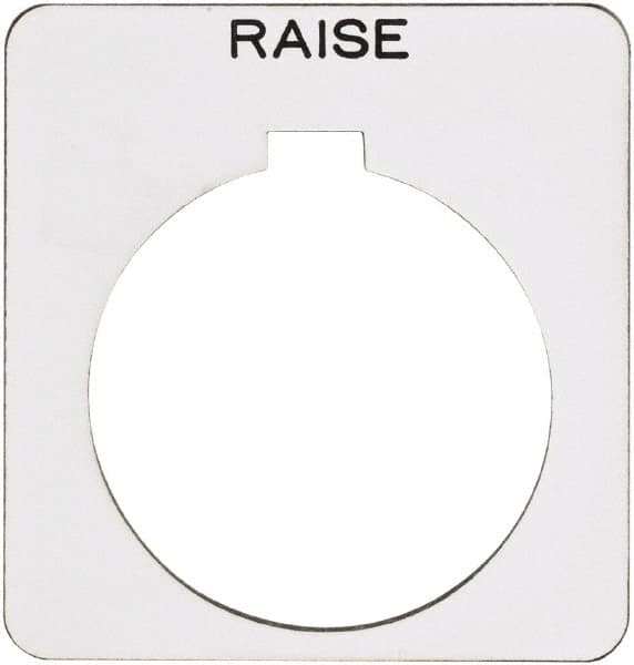 Schneider Electric - Square, Plastic Legend Plate - Raise - White Background, Black Letters, 1.22 Inch Hole Diameter, 1-3/4 Inch Square - Americas Industrial Supply