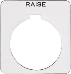 Schneider Electric - Square, Plastic Legend Plate - Raise - White Background, Black Letters, 1.22 Inch Hole Diameter, 1-3/4 Inch Square - Americas Industrial Supply