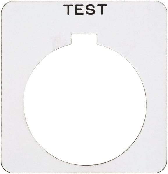 Schneider Electric - Square, Plastic Legend Plate - Test - White Background, Black Letters, 1.22 Inch Hole Diameter, 1-3/4 Inch Square - Americas Industrial Supply