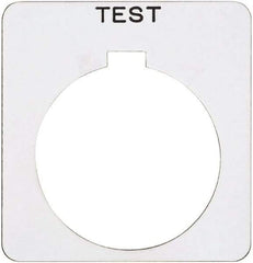 Schneider Electric - Square, Plastic Legend Plate - Test - White Background, Black Letters, 1.22 Inch Hole Diameter, 1-3/4 Inch Square - Americas Industrial Supply