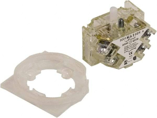 Schneider Electric - NO/NC, 10 Amp, Electrical Switch Contact Block - 600 Volt, Screw Clamp Terminal, 1.18 Inch Hole, 30mm Hole - Americas Industrial Supply