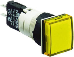 Schneider Electric - 12-24 VAC/VDC Yellow Lens LED Pilot Light - Square Lens, Quick Connect Connector, 18mm Wide, Vibration Resistant - Americas Industrial Supply