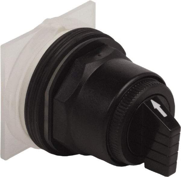 Schneider Electric - 1.18 Inch Mount Hole, 3 Position, Knob and Pushbutton Operated, Selector Switch Only - Black, Momentary (MO), without Contact Blocks, Anticorrosive, Weatherproof, Dust and Oil Resistant - Americas Industrial Supply