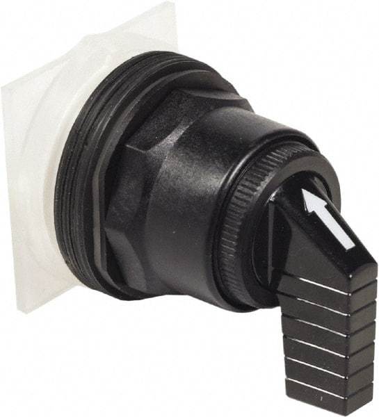 Schneider Electric - 1.18 Inch Mount Hole, 3 Position, Knob and Pushbutton Operated, Selector Switch Only - Black, Momentary (MO), without Contact Blocks, Anticorrosive, Weatherproof, Dust and Oil Resistant - Americas Industrial Supply