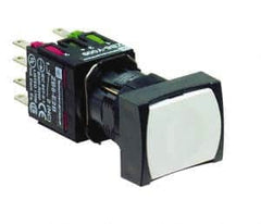 Schneider Electric - 16mm Mount Hole, Flush, Pushbutton Switch with Contact Block - Rectangle, White Pushbutton, Momentary (MO) - Americas Industrial Supply