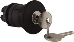 Schneider Electric - 22mm Mount Hole, Extended Mushroom Head, Pushbutton Switch Only - Round, Black Pushbutton, Nonilluminated, Maintained (MA) - Americas Industrial Supply
