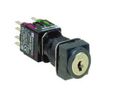 Schneider Electric - 16mm Mount Hole, Key Operated, Selector Switch - Black, Maintained (MA), NO/NC, Vibration Resistant - Americas Industrial Supply