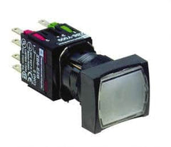 Schneider Electric - 16mm Mount Hole, Flush, Pushbutton Switch with Contact Block - Rectangle, White Pushbutton, Illuminated, Momentary (MO) - Americas Industrial Supply