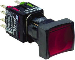 Schneider Electric - 16mm Mount Hole, Flush, Pushbutton Switch with Contact Block - Rectangle, Red Pushbutton, Illuminated, Momentary (MO) - Americas Industrial Supply