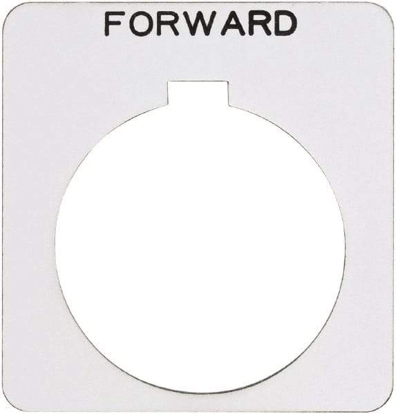 Schneider Electric - Square, Plastic Legend Plate - Forward - White Background, Black Letters, 1.22 Inch Hole Diameter, 1-3/4 Inch Square - Americas Industrial Supply