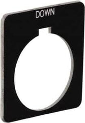 Schneider Electric - Square, Plastic Legend Plate - Down - Black Background, White Letters, 1.22 Inch Hole Diameter, 1-3/4 Inch Square - Americas Industrial Supply