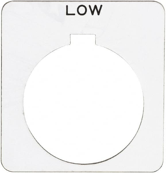 Schneider Electric - Square, Plastic Legend Plate - Low - White Background, Black Letters, 1.22 Inch Hole Diameter, 1-3/4 Inch Square - Americas Industrial Supply