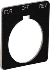 Schneider Electric - Square, Plastic Legend Plate - Forward-Off-Reverse - Black Background, White Letters, 1.22 Inch Hole Diameter, 1-3/4 Inch Square - Americas Industrial Supply