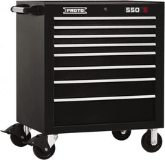 Proto - 8 Drawer Steel Tool Roller Cabinet - 34" Wide x 41" High x 25-1/4" Deep, Ball Bearing Drawer Slides, Black - Americas Industrial Supply