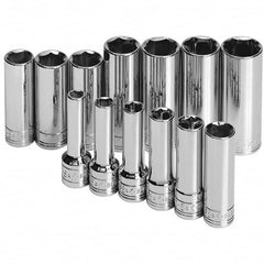 SK - 3/8" Drive Deep Socket Set - 7 to 19mm, Metric Measurement Standard - Americas Industrial Supply