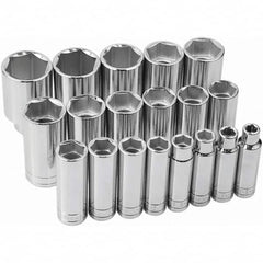 SK - 1/2" Drive Deep Socket Set - 3/8 to 1-1/2", Inch Measurement Standard - Americas Industrial Supply