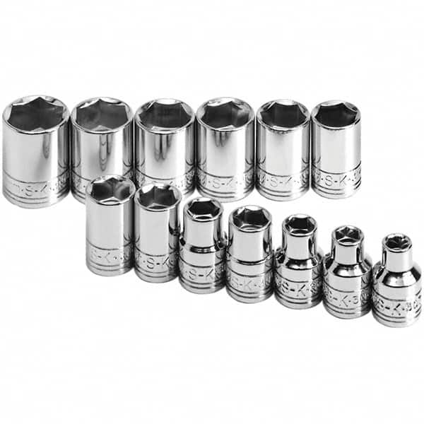 SK - 3/8" Drive Standard Socket Set - 7 to 19mm, Metric Measurement Standard - Americas Industrial Supply