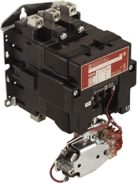 Square D - No Enclosure, 3 Pole, Mechanically Held Lighting Contactor - 100 A (Tungsten), 277 VAC at 60 Hz - Americas Industrial Supply