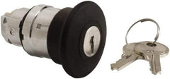 Schneider Electric - 22mm Mount Hole, Extended Mushroom Head, Pushbutton Switch Only - Round, Black Pushbutton, Nonilluminated, Maintained (MA) - Americas Industrial Supply
