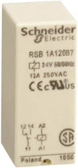 Schneider Electric - 3,000 VA Power Rating, Electromechanical Plug-in General Purpose Relay - 12 Amp at 250 VAC & 12 Amp at 28 VDC, 1CO, 24 VAC - Americas Industrial Supply