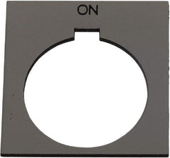 Schneider Electric - Square, Plastic Legend Plate - On - Silver Background, Black Letters, 1.2 Inch Hole Diameter, 1-3/4 Inch Square - Americas Industrial Supply