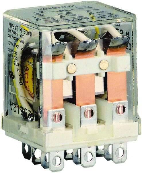 Square D - 1/2 hp at 120 Volt & 3/4 hp at 240 Volt, Electromechanical Plug-in General Purpose Relay - 10 Amp at 250 VAC, 3PDT, 120 VAC at 50/60 Hz - Americas Industrial Supply