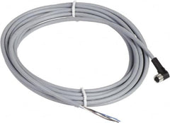 Telemecanique Sensors - 3 Amp, M8 4 Pin Elbowed Female Cordset Sensor and Receptacle - 60 VAC, 75 VDC, 5m Cable Length, IP67 Ingress Rating - Americas Industrial Supply